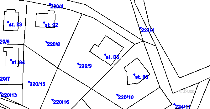 Parcela st. 85 v KÚ Nepřejov, Katastrální mapa