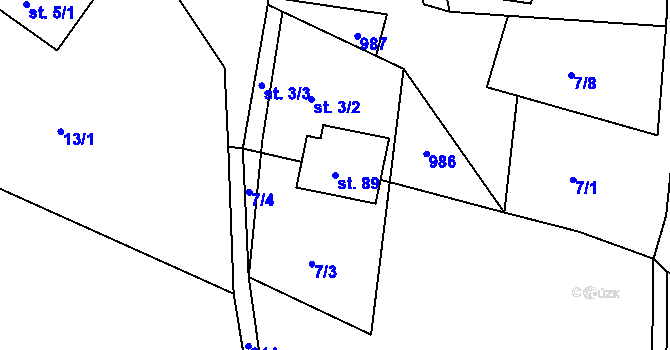 Parcela st. 89 v KÚ Nepřejov, Katastrální mapa