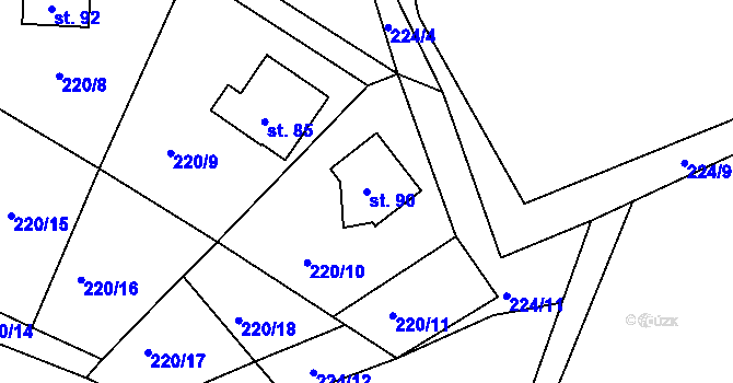 Parcela st. 90 v KÚ Nepřejov, Katastrální mapa