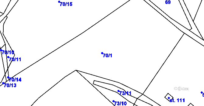 Parcela st. 70/1 v KÚ Nepřejov, Katastrální mapa