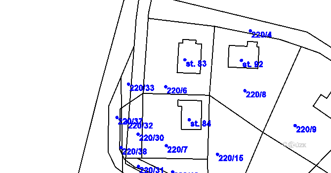 Parcela st. 220/6 v KÚ Nepřejov, Katastrální mapa