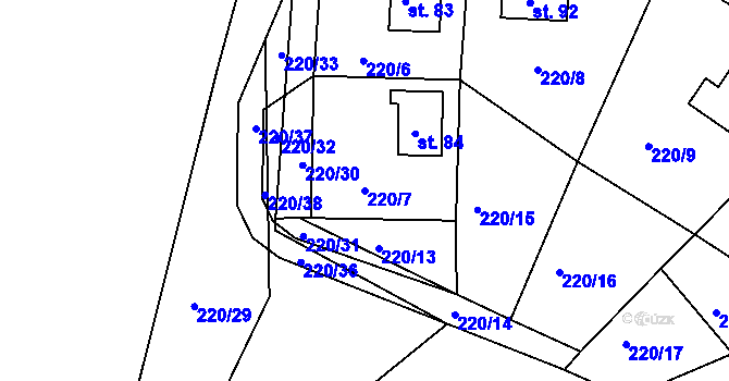Parcela st. 220/7 v KÚ Nepřejov, Katastrální mapa