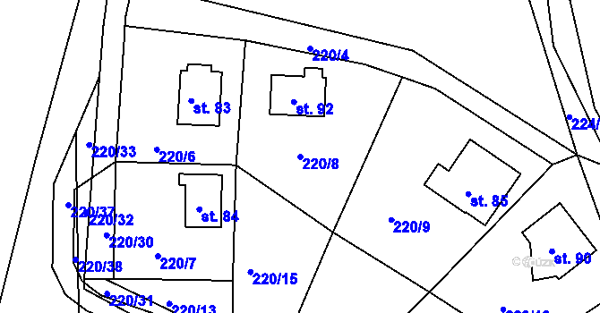 Parcela st. 220/8 v KÚ Nepřejov, Katastrální mapa
