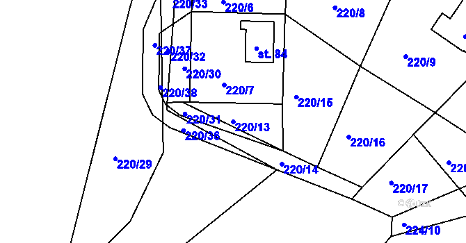 Parcela st. 220/13 v KÚ Nepřejov, Katastrální mapa