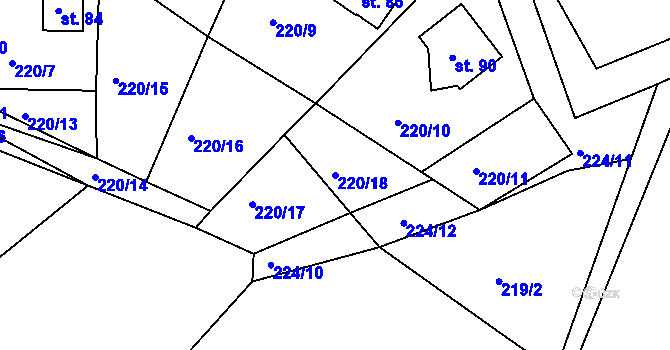 Parcela st. 220/18 v KÚ Nepřejov, Katastrální mapa