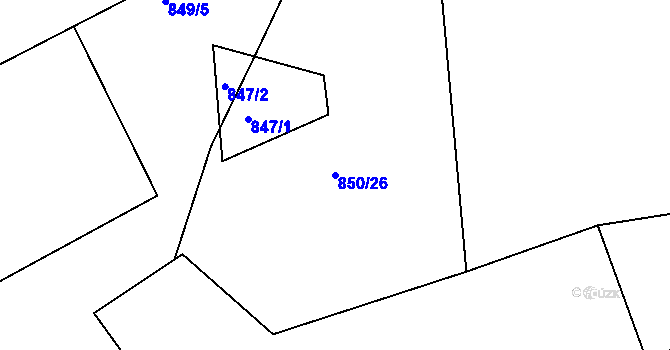 Parcela st. 850/26 v KÚ Nepřejov, Katastrální mapa