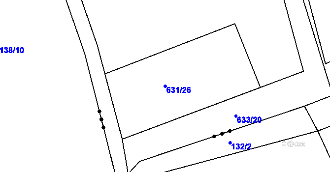 Parcela st. 631/26 v KÚ Nepřejov, Katastrální mapa