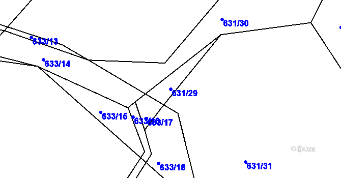 Parcela st. 631/29 v KÚ Nepřejov, Katastrální mapa