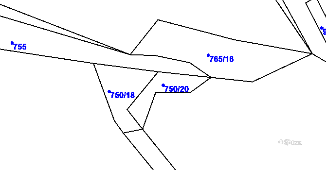 Parcela st. 750/20 v KÚ Nepřejov, Katastrální mapa