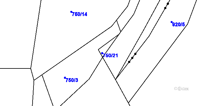 Parcela st. 750/21 v KÚ Nepřejov, Katastrální mapa