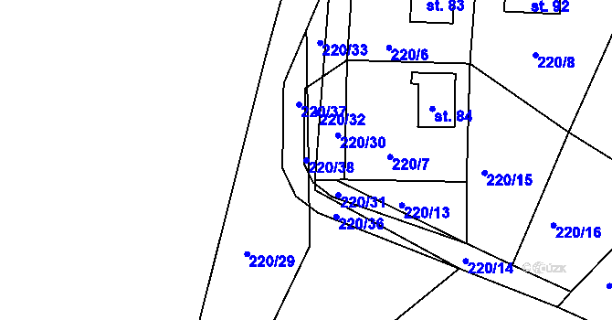 Parcela st. 220/38 v KÚ Nepřejov, Katastrální mapa