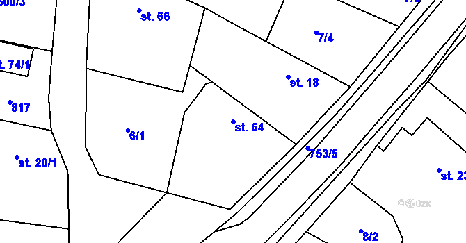 Parcela st. 64 v KÚ Nepřevázka, Katastrální mapa