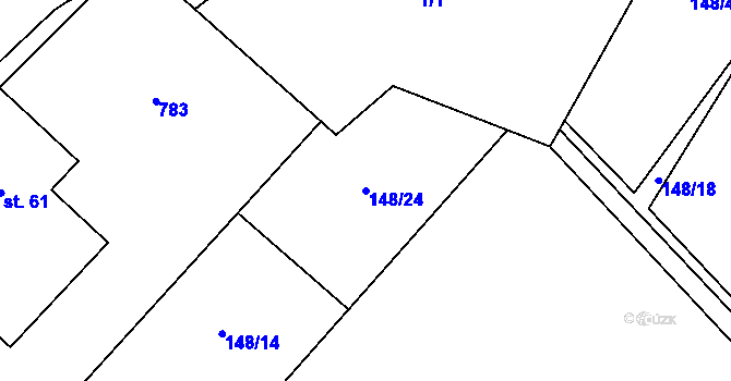 Parcela st. 148/24 v KÚ Nepřevázka, Katastrální mapa