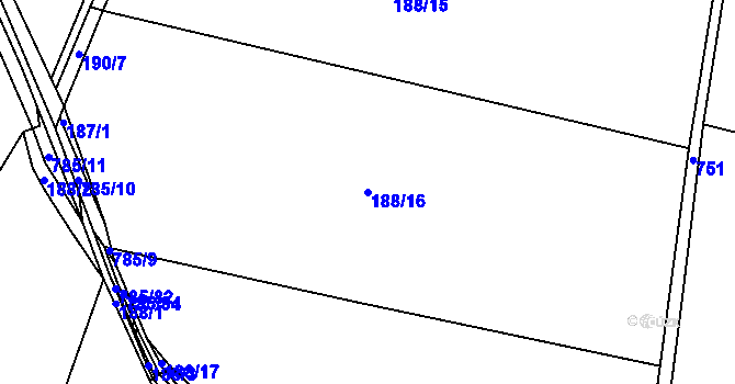 Parcela st. 188/16 v KÚ Nepřevázka, Katastrální mapa