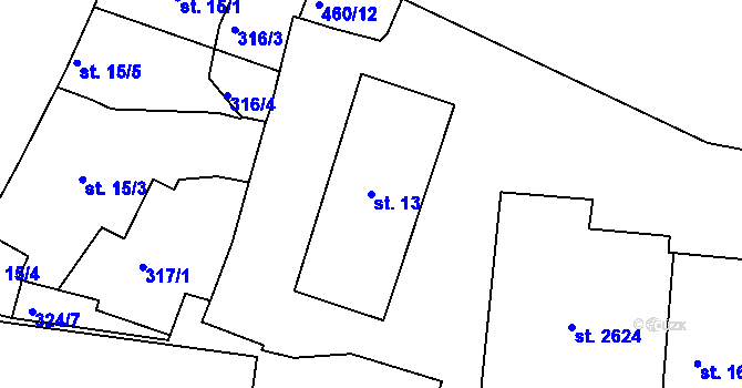 Parcela st. 13 v KÚ Neratovice, Katastrální mapa