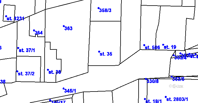 Parcela st. 35 v KÚ Neratovice, Katastrální mapa