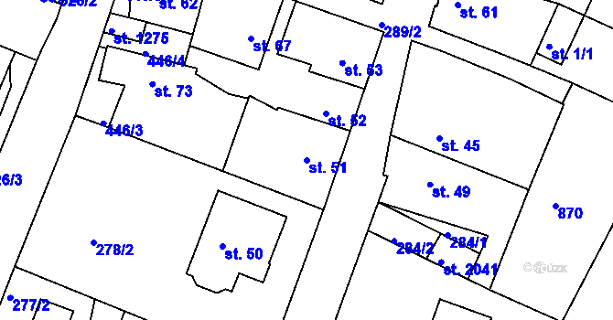 Parcela st. 51 v KÚ Neratovice, Katastrální mapa