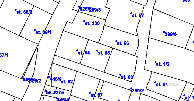 Parcela st. 55 v KÚ Neratovice, Katastrální mapa