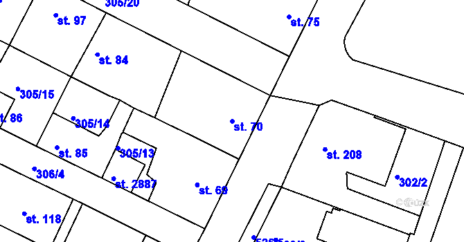 Parcela st. 70 v KÚ Neratovice, Katastrální mapa