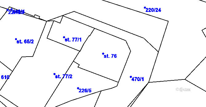 Parcela st. 76 v KÚ Neratovice, Katastrální mapa