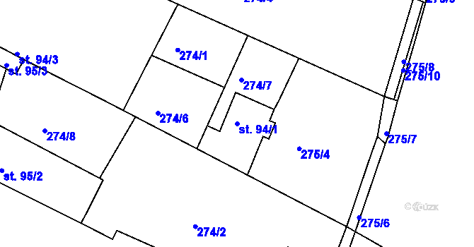 Parcela st. 94/1 v KÚ Neratovice, Katastrální mapa