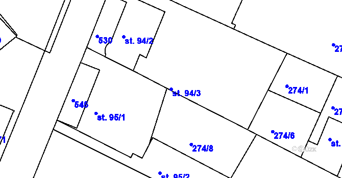 Parcela st. 94/3 v KÚ Neratovice, Katastrální mapa