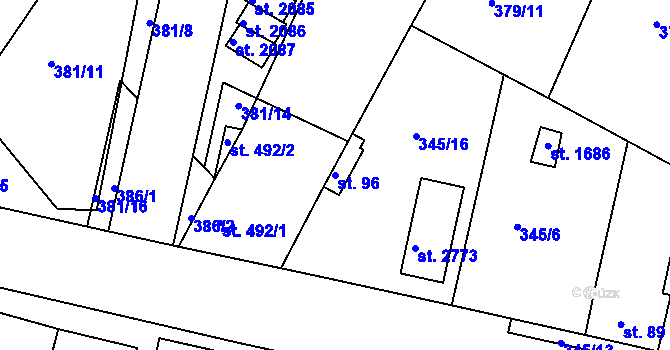 Parcela st. 96 v KÚ Neratovice, Katastrální mapa