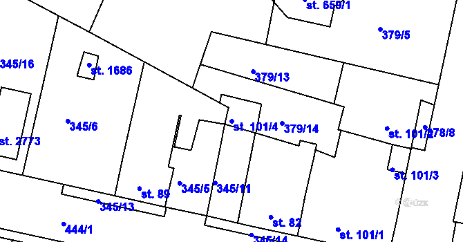 Parcela st. 101/4 v KÚ Neratovice, Katastrální mapa