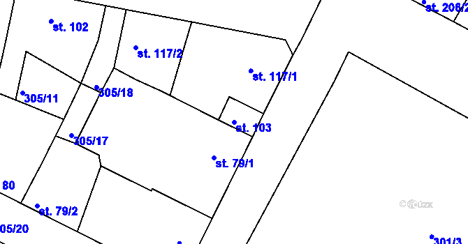 Parcela st. 103 v KÚ Neratovice, Katastrální mapa