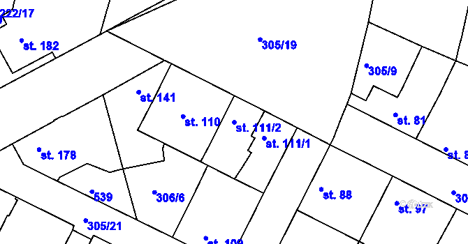 Parcela st. 111/2 v KÚ Neratovice, Katastrální mapa