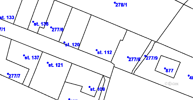 Parcela st. 112 v KÚ Neratovice, Katastrální mapa