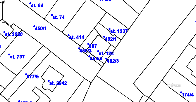 Parcela st. 128 v KÚ Neratovice, Katastrální mapa