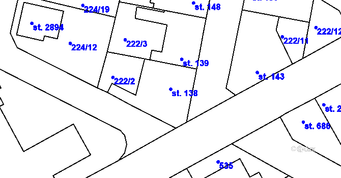 Parcela st. 138 v KÚ Neratovice, Katastrální mapa