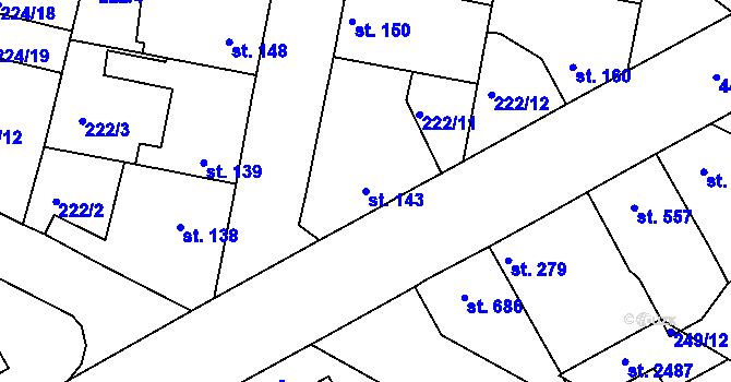 Parcela st. 143 v KÚ Neratovice, Katastrální mapa