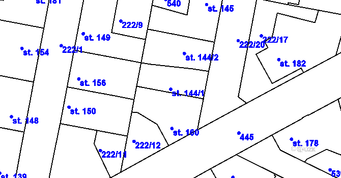 Parcela st. 144/1 v KÚ Neratovice, Katastrální mapa