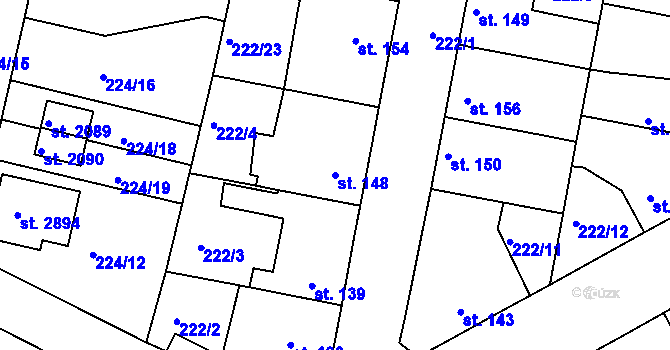 Parcela st. 148 v KÚ Neratovice, Katastrální mapa