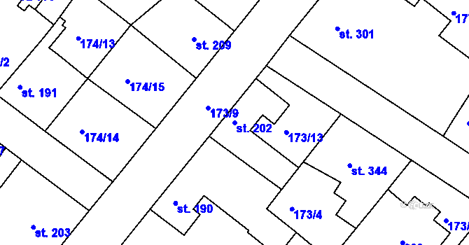 Parcela st. 202 v KÚ Neratovice, Katastrální mapa