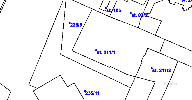 Parcela st. 211/1 v KÚ Neratovice, Katastrální mapa