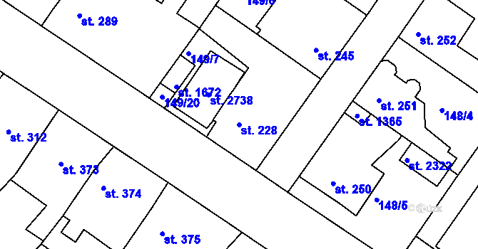 Parcela st. 228 v KÚ Neratovice, Katastrální mapa