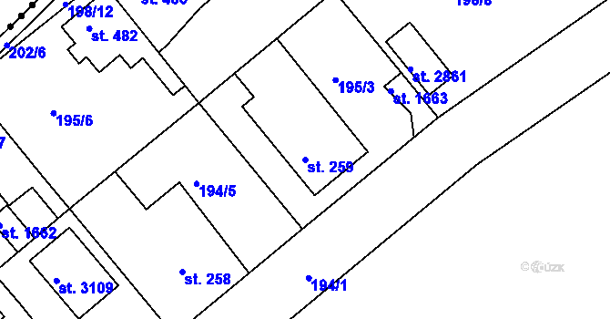 Parcela st. 259 v KÚ Neratovice, Katastrální mapa