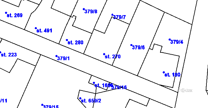 Parcela st. 270 v KÚ Neratovice, Katastrální mapa