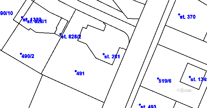 Parcela st. 281 v KÚ Neratovice, Katastrální mapa