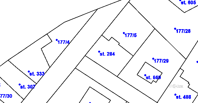 Parcela st. 284 v KÚ Neratovice, Katastrální mapa