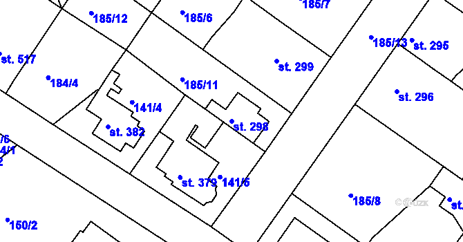 Parcela st. 298 v KÚ Neratovice, Katastrální mapa