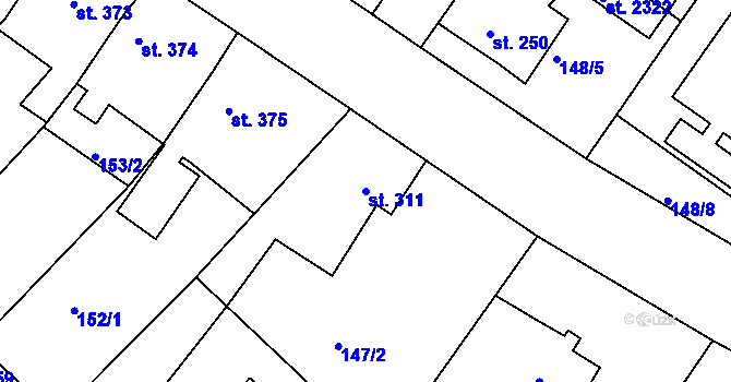Parcela st. 311 v KÚ Neratovice, Katastrální mapa
