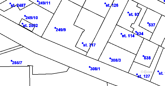 Parcela st. 317 v KÚ Neratovice, Katastrální mapa