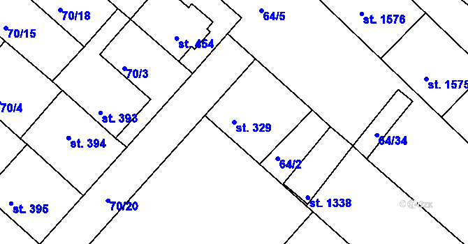 Parcela st. 329 v KÚ Neratovice, Katastrální mapa