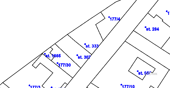 Parcela st. 333 v KÚ Neratovice, Katastrální mapa