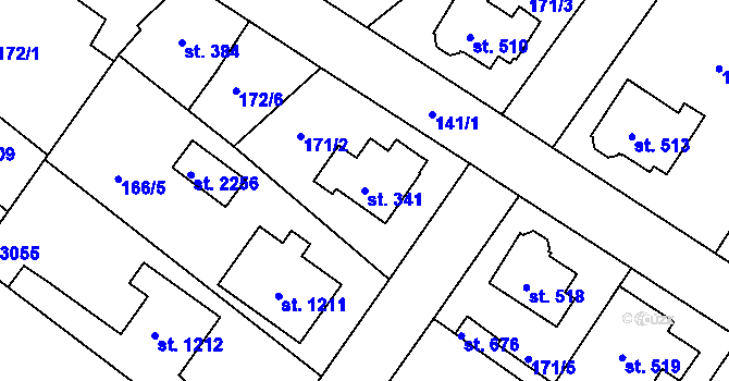 Parcela st. 341 v KÚ Neratovice, Katastrální mapa