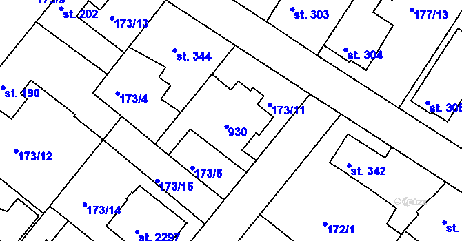 Parcela st. 343 v KÚ Neratovice, Katastrální mapa